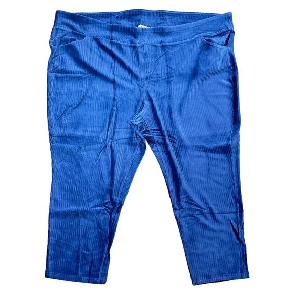 Denim&Co Pull On Pants Plus Size 5XP Corduroy Velour Ribbed Navy NEW - Picture 1 of 7